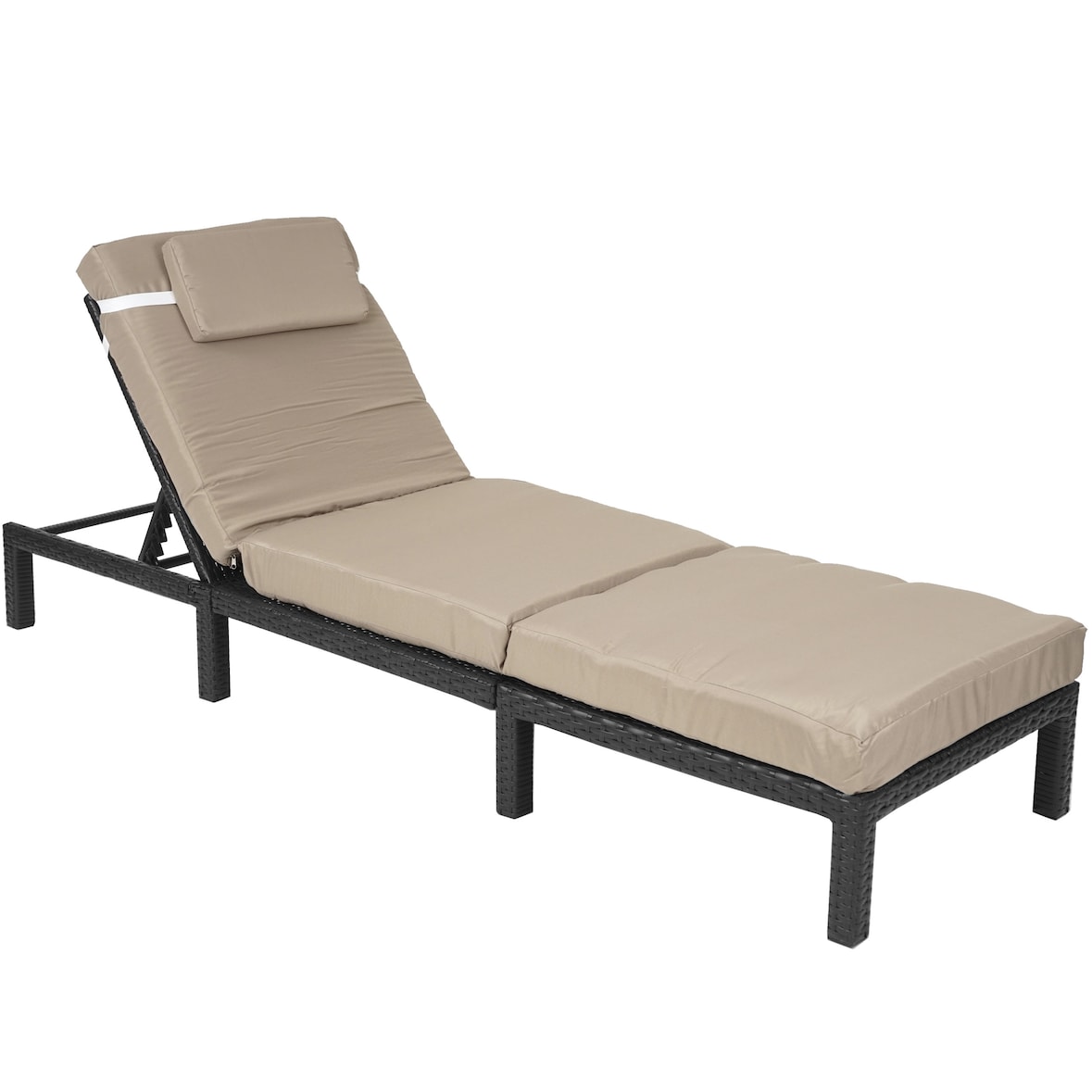 Lettino prendisole in poly-rattan HWC-A51, lettino relax da giardino ~ Premium antracite, cuscini crema