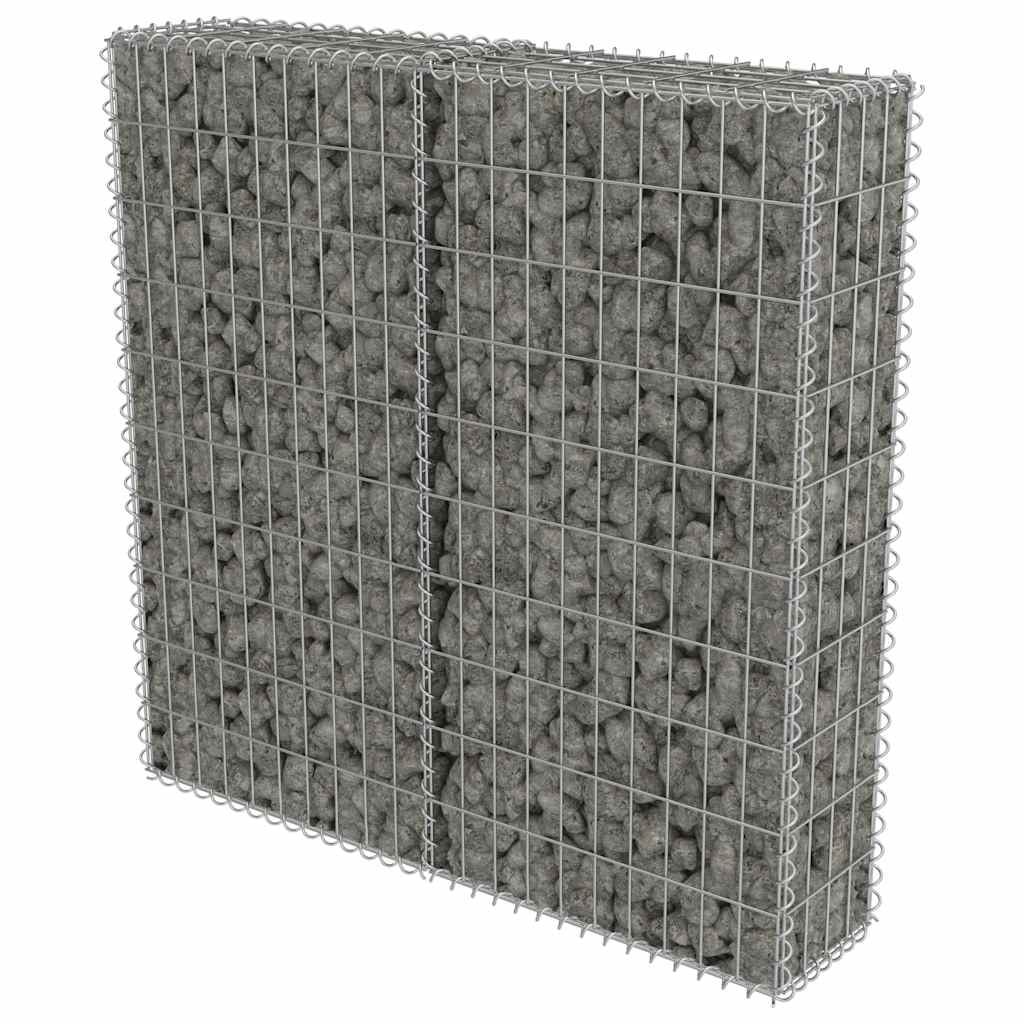 vidaXL Gabionenwand mit Abdeckung Verzinkter Stahl 100×20×100 cm