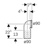 thumbnail of Geberit Anschlussbogen PE DN 90/90 90° PE-HD für Wand-WC