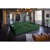 thumbnail of KAWOLA Big Sofa MADELINE mit Holztablett schwarz für Armlehne Cord smaragd