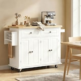 thumbnail of HOMCOM isla de cocina con ruedas mueble auxiliar de cocina con 2 cajones 4 puertas especiero y barra lateral para comedor 111x44,5x82,5 cm blanco