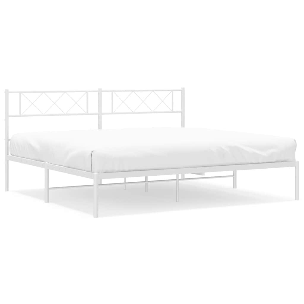 vidaXL Bedframe met hoofdbord metaal wit 193x203 cm