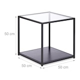 thumbnail of Relaxdays Beistelltisch Glas+Holzablage, Metallgestell, robust, quadratisch, flacher Couchtisch HBT 50x50x50 cm, schwarz