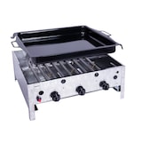 thumbnail of METRO PROFESSIONAL Gasbräter 3-Brenner, Aluminium/Edelstahl,  55.7 x 69.6 x 27.5 cm, 10.5 kW, Piezozündung, Bedienfeld, silber