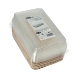thumbnail of 50 Sushi-Schalen Palmblatt eckig 200 ml 4,4 cm x 22 cm x 14,2 cm natur mit rPET Deckel "Kombipack"
