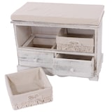 thumbnail of Armadio con panca cassettiera con 2 cestini 42x62x33cm, look shabby, vintage ~ bianco