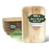 thumbnail of BIOZOYG 100 Stück Einweggeschirr 24x15cm, tief, Palmblatt-Teller rechteckig umweltfreundliche Einwegteller aus Palmenblättern, biologisch abbaubar