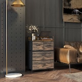 thumbnail of Cómoda de Quarto com 4 Gavetas Dobráveis Prateleira Aberta e Estrutura de Aço para Sala Entrada 60x29x85 cm Castanho Rústico