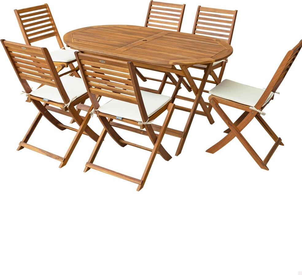Set muebles de terraza mesa y sillas madera acacia Aktive