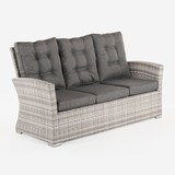 thumbnail of Sofá para jardín, 3 plazas, Color gris, Aluminio y rattán sintético, Tamaño:80x170x93 cm,Cojín antracita incluido