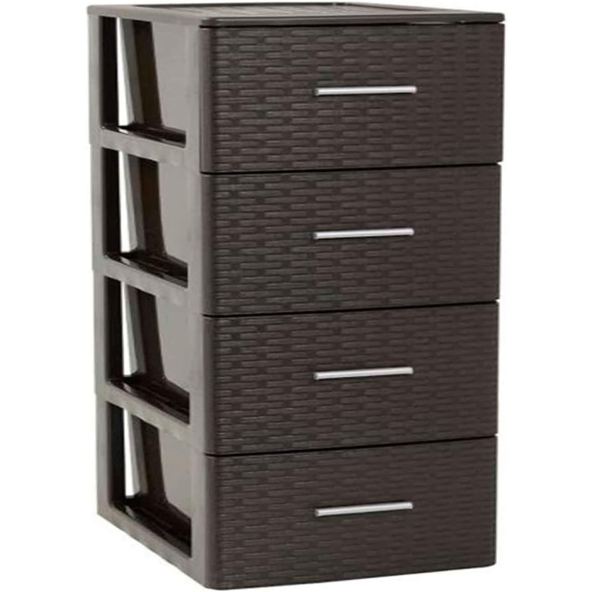 Cajonera de Almacenamiento con 4 cajones, Multiusos. Rattan 61,5 x 39,5 x 36,5 cm. Color Wengué