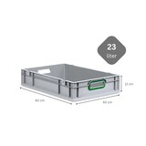 thumbnail of PROREGAL SparSet 10x Eurobox NextGen Color, HxBxT 12x40x60cm, 23 Liter, Griffe grün offen, Grau, Eurobehälter, Box, Transportbehälter