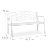 thumbnail of Relaxdays Gartenbank, nostalgisch, 2 Sitzer, wetterfest, Gusseisen & Stahl, Premium Sitzbank, HBT: 78x124,5x58 cm, weiß