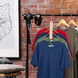 thumbnail of Relaxdays Mehrfach Kleiderbügel, platzsparend, 4 Hemdenbügel mit Hosensteg, Holz, Metall, Antirutschbügel, natur/grau