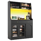 thumbnail of Hochschrank Buffetschrank mit LED-Beleuchtung Schwarz 120x40x180  mit 2 Schubladen Glastüren verstellbaren Ablagen und Kippschutz