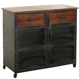 thumbnail of Cassettiera credenza HWC-N28, con ruote 2 cassetti, 3D industriale retrò metallo legno 90x100x40cm ~ nero, marrone