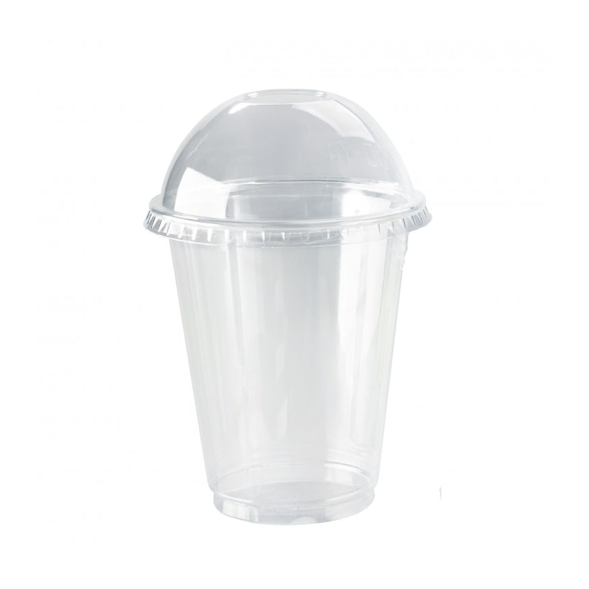 FHC - 500Pcs - Pot plastique PET transparent avec couvercle dôme et trou  Ø 7,4cm H85mm 200ml
