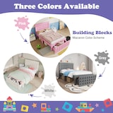 thumbnail of Holzbett Einzelbett 90x200 mit Schublade und Stauraum, Massivholzbett im Blockdesign, stabiles Bett mit Lattenrost, modernes Design Weiß