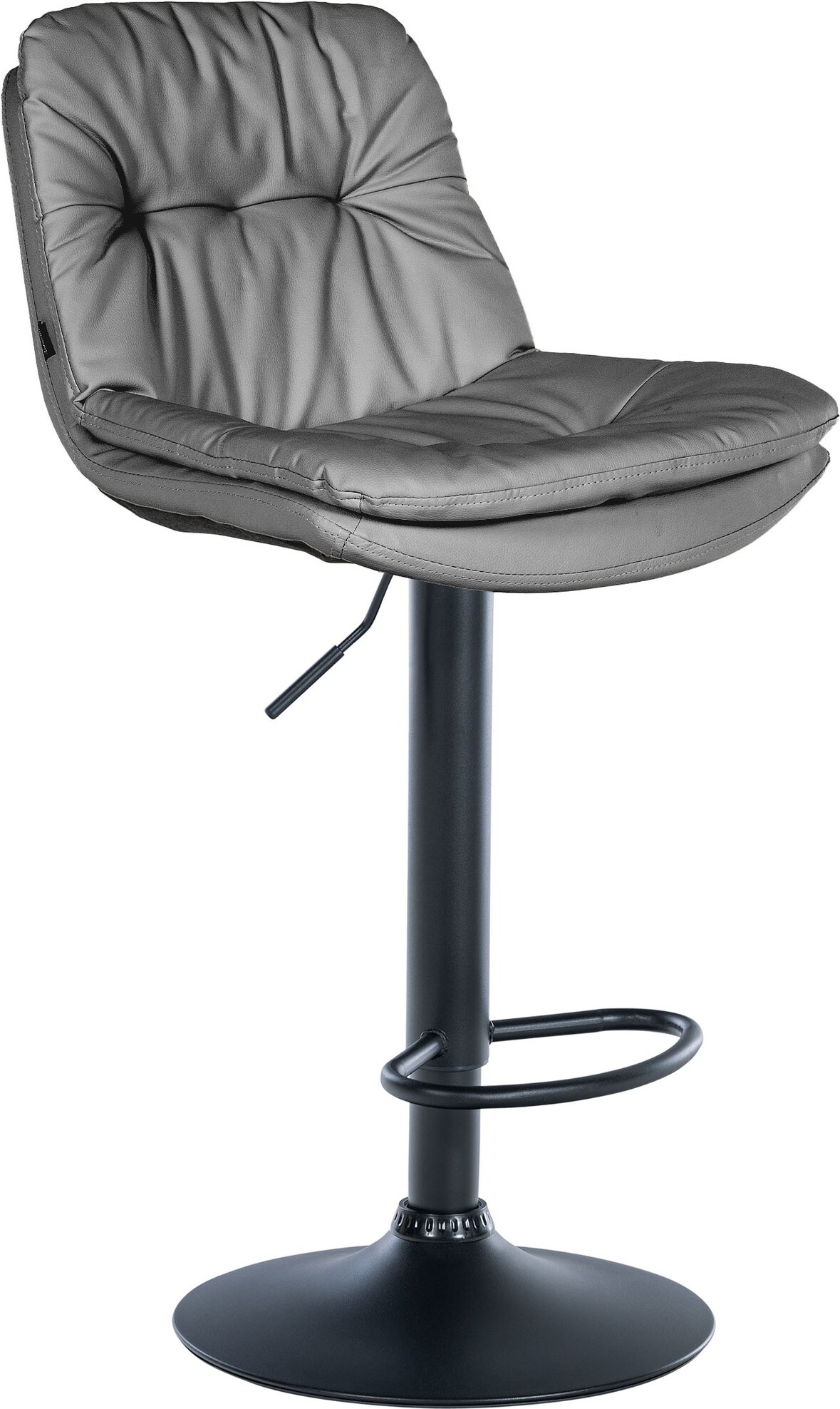 Barhocker MITUN - Kunstleder Grau 46x54x92 cm Schwarz | Barstuhl Höhenverstellbar Mit Lehne Drehbar Tresenhocker Tresenstuhl Kneipenhocker
