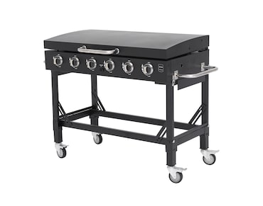 METRO PROFESSIONAL Barbecue a gas con 6 bruciatori principali Dayton, area cottura 53 × 108 cm, telo di copertura, con ruote, acciaio, nero