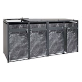 thumbnail of Set 4x copribidoni box spazzatura rifiuti HWC-J82 80x264x117cm acciaio inox antracite marmo scuro