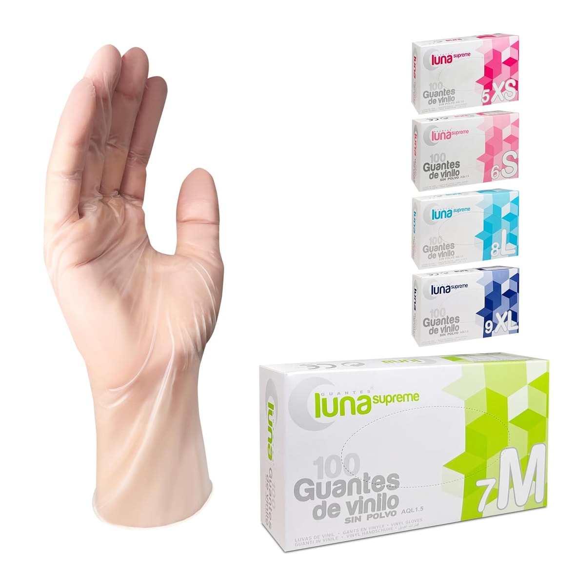 Guantes Vinilo Transparente Talla M 100 unidades | Guantes de Vinilo Sin Polvo, Desechables