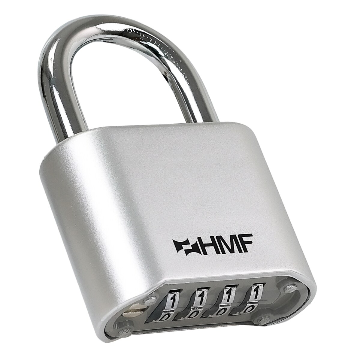 HMF Zahlenschloss Vorhängeschloss, Schloss mit 4-stelligem Zahlencode aus Zinklegierung, 5,3 x 2,4 x 7,8 cm, Silber
