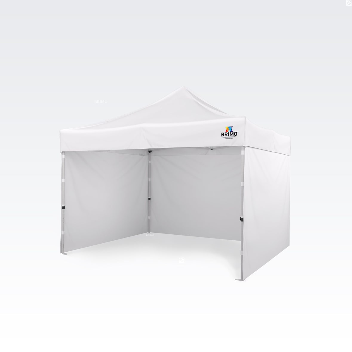 Faltpavillon 3x3m - mit 3 Wänden - Weiß