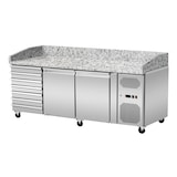 thumbnail of Skyrainbow Pizza Kühltisch, Granit rosa-grau, 2 Türen 7 ungek. Schubladen, 203 x 80