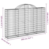 thumbnail of vidaXL Gabionen mit Hochbogen 12Stk. 200x30x120/140cm Verzinktes Eisen