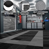thumbnail of Geventileerde Kliktegels 3,2m x 6m voor Garage en Werkplaatsen, Antislip - 90 Zwart en 30 Grijs