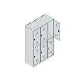 thumbnail of C+P Spind Classic PLUS, 6 Abteile, HxBxT 185x120x50cm, Sicherheitsdrehriegel, Hellgrau/Rubinrot von PROREGAL