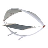 thumbnail of Hängematte HWC-J47, Hängeschaukel bis 200kg Sonnendach MVG-Holzgestell 420cm 2 Personen ~ weiß, grau