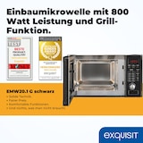 thumbnail of Exquisit Einbau-Mikrowellenherd, 20 Liter, Mikrowelle + Grill, 8 automatische Kochprogramme,EMW20.1 G schwarz