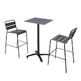 thumbnail of Set Stehtisch Laminat grau und 2 Hochstühle grau