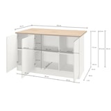 thumbnail of Dmora Kücheninsel Dcarnelo, Mehrzweckschrank, Küchenzeile Schrank, Zusätzlicher Tisch, 155 x 90 x 90 cm, glänzendes Weiß und Eiche
