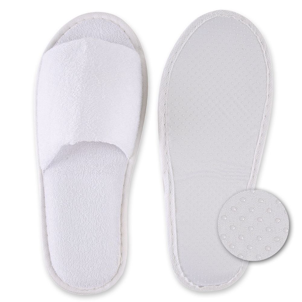 Slipper Dots offen Weiss Einheitsgröße 29,5 cm lang 10 Paar Sohle mit Noppen