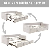 thumbnail of Schlafsofa 90/180x190 ausziehbar mit Bluetooth-Stereo, USB-Anschluss, Stauraum, hydraulisch, Samtpolster, komfortables Wohnzimmer Beige ohne Matratze