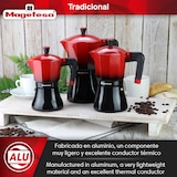 thumbnail of Magefesa Tradicional - Cafetera Italiana Negra y Roja, 9 Tazas, 450ml, Acero Inoxidable y Aluminio, Todo Tipo de Cocinas, Induccion, Mango Toque Frío