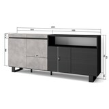 thumbnail of Sideboard, Schrank, Küche, Schrank, Flur, 200x35x87cm, 4 Türen, Industriedesign, Moderner Stil, Zementgrau _ 60_14