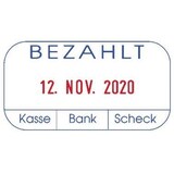 thumbnail of COLOP Printer S 260/L GREEN LINE BEZAHLT/127788, Kissen rot/blau, 24x45mm