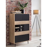 thumbnail of Möbilia Highboard | 5 Türen,4 offene Fächer | MDF mit glatter Nachbildungsfolie | antrhazit-natur  B78xT39xH130cm|25020100