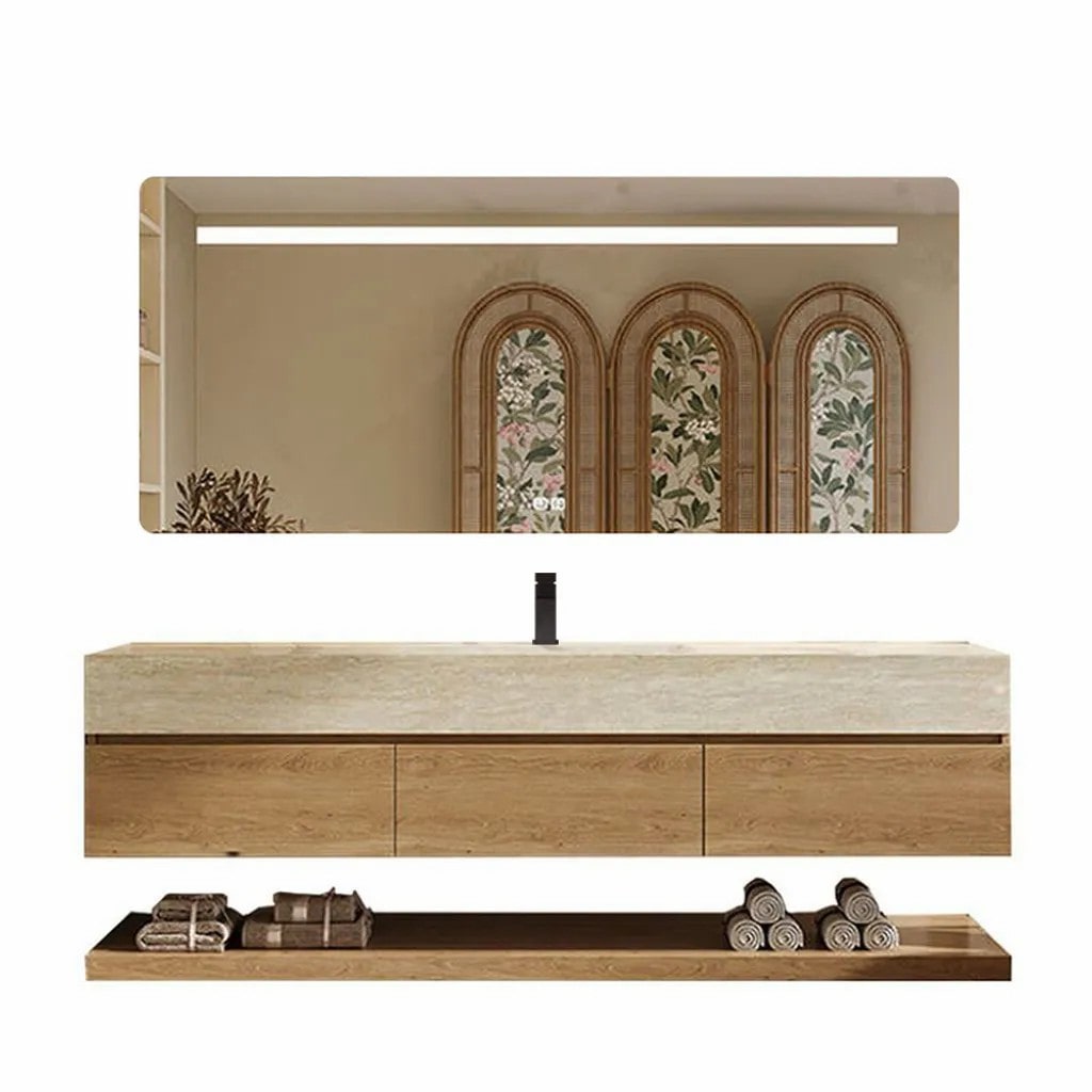 【YT9865-130K】[Waschbecken ,Wandspiegel ,Wandschrank, Wand-Waschbecken, Waschtisch mit Aufsatzbecken, Spüle mit Armaturenloch 130*55cm