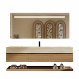 thumbnail of 【YT9865-130K】[Waschbecken ,Wandspiegel ,Wandschrank, Wand-Waschbecken, Waschtisch mit Aufsatzbecken, Spüle mit Armaturenloch 130*55cm