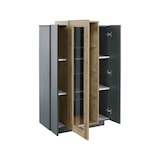 thumbnail of Dmora Vitrine Kevin, Sideboard mit drei Türen, Mehrzweck-Wohnzimmermöbel, 100% Made in Italy, cm 80x38h121, Anthrazit und Ahorn