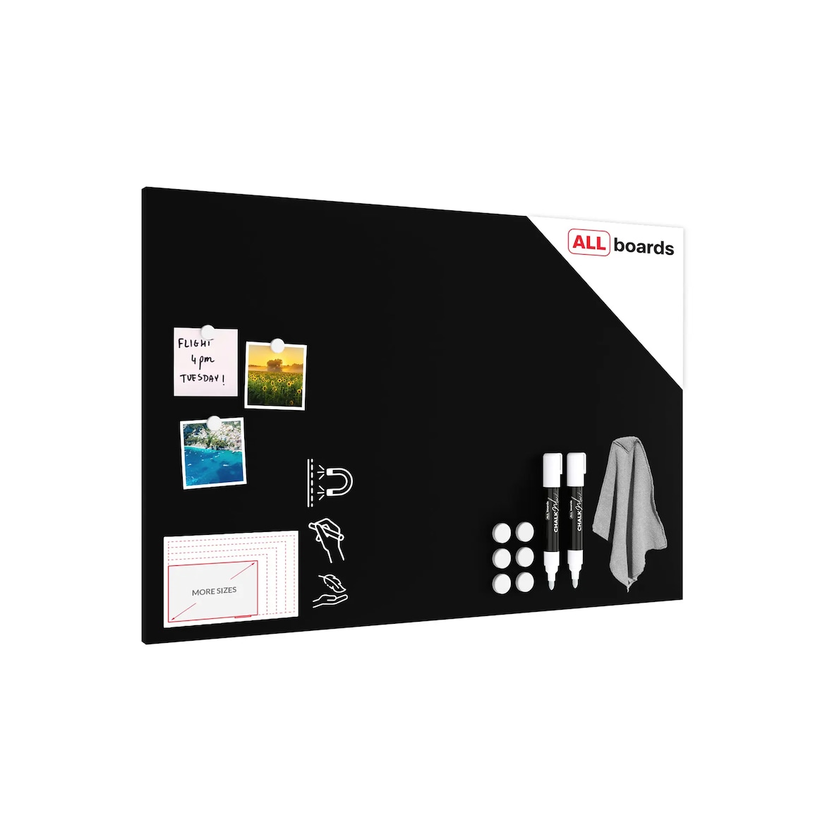 ALLboards Lavagna magnetica 90×60 cm da GESSO NERA CHALKBOARD Metalboards