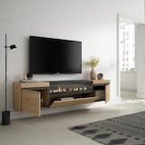 thumbnail of Wohnzimmer-TV-Schrank, Viel Stauraum, 200x35x45cm, Für TV-Geräte bis 80“, Elektrischer Kamin, Hängend, Eiche und schwarz _ 46_23