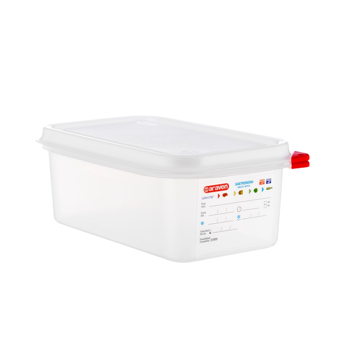 Araven Hermetico Gastronorm GN 1/4, 100mm, 2,8 L, doble cierre