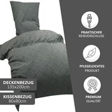 thumbnail of Bettwäsche 155x220 Velours Set Mikrofaser Grau Anthrazit Karo Rauten Design 4 teilig