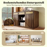 thumbnail of Sideboard Kommode Nussbaum 120x40x85 cm mit Rattanfronten 3 Schubladen 2 Schranktüren offenes Regal höhenverstellbare Böden